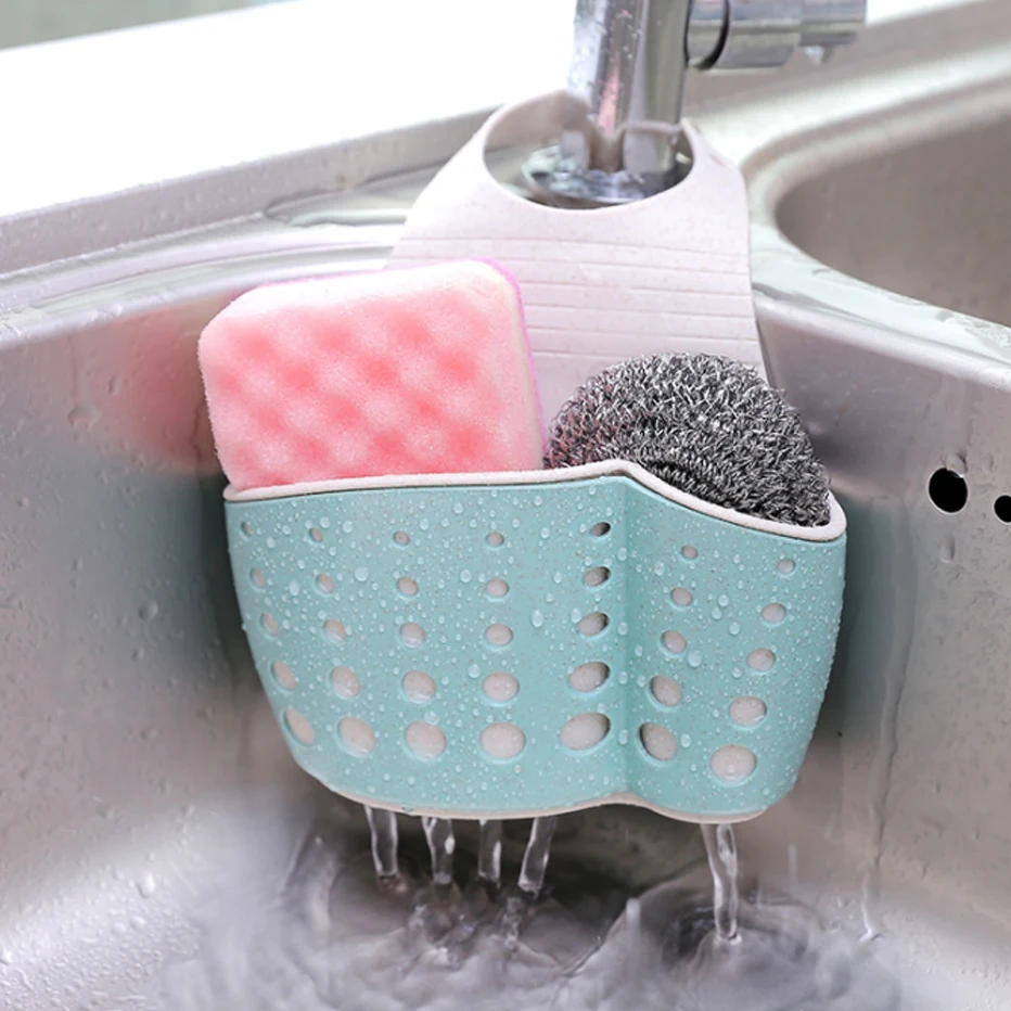 Kitchen Adjustable Snap Sink Sponge Holder, Kitchen Hanging Drain