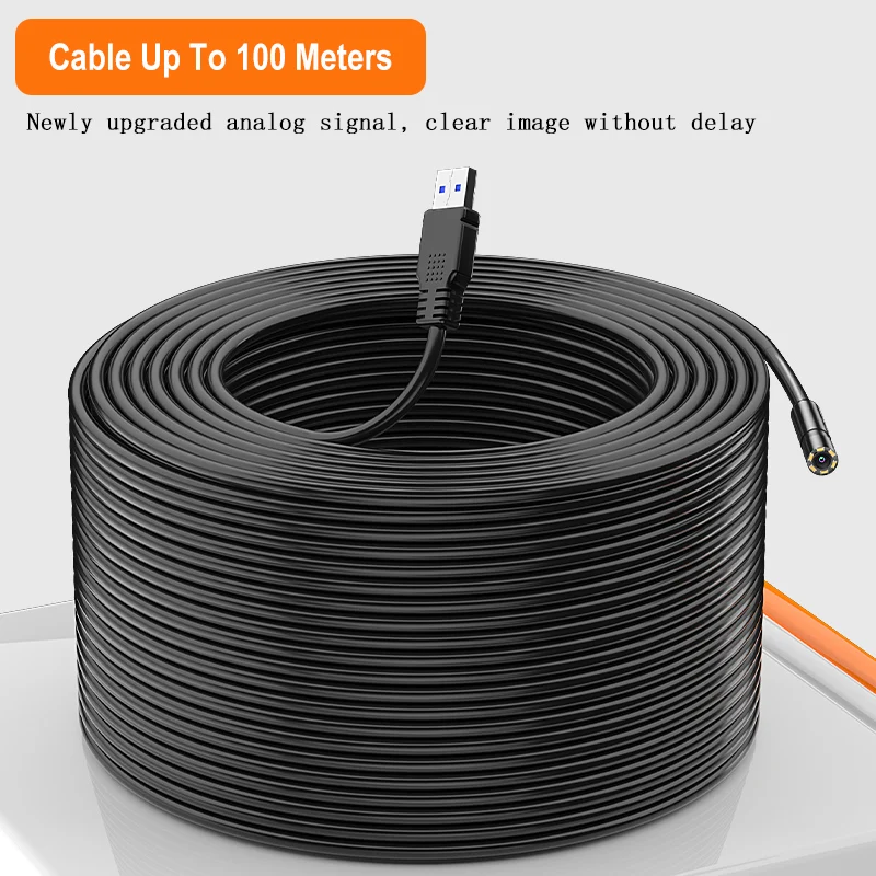 4.3'' IPS Screen Industrial Endoscope Camera Split Design 1-100m Rigid Cable Waterproof Inspection Car Pipe Camera Borescope 8mm 4
