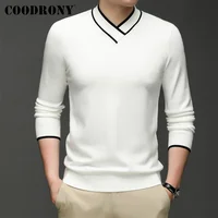 COODRONY Brand Fashion Casual Men Knitwear Soft Warm Pullovers Spring Autumn Male New Arrivals V-Neck Solid Color Sweaters W1018 1