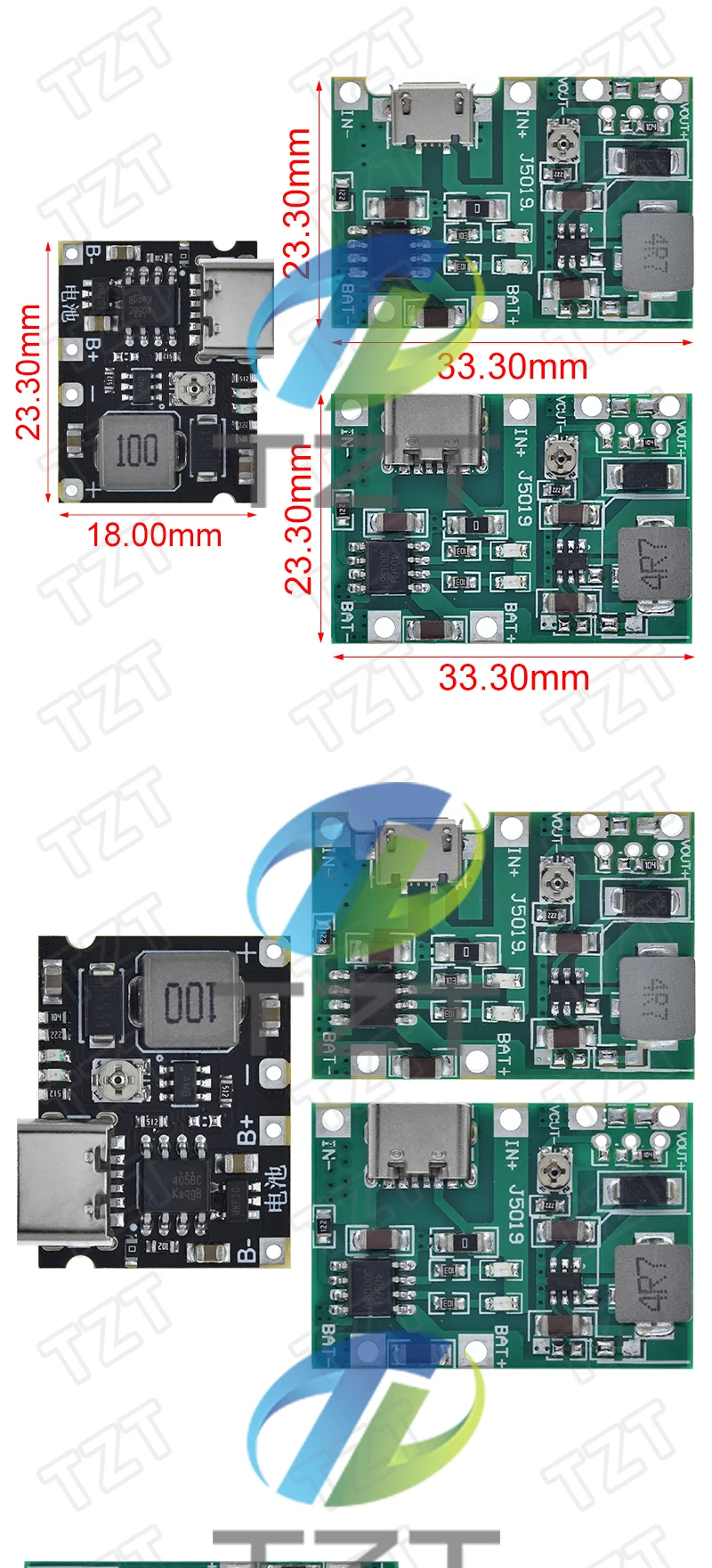 TZT NEUE Lithium Li-Ion 18650 3,7 V 4,2 V Batterie Ladegerät Bord DC-DC Step Up Boost Modul TP4056 DIY Kit Teile – Detail 6