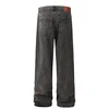 24FW Heavy Fabric Y/PROJECT Jeans Men Women High Street Vintage Washed Black Patch Embroidery Denim Pants Oversized Trousers 3