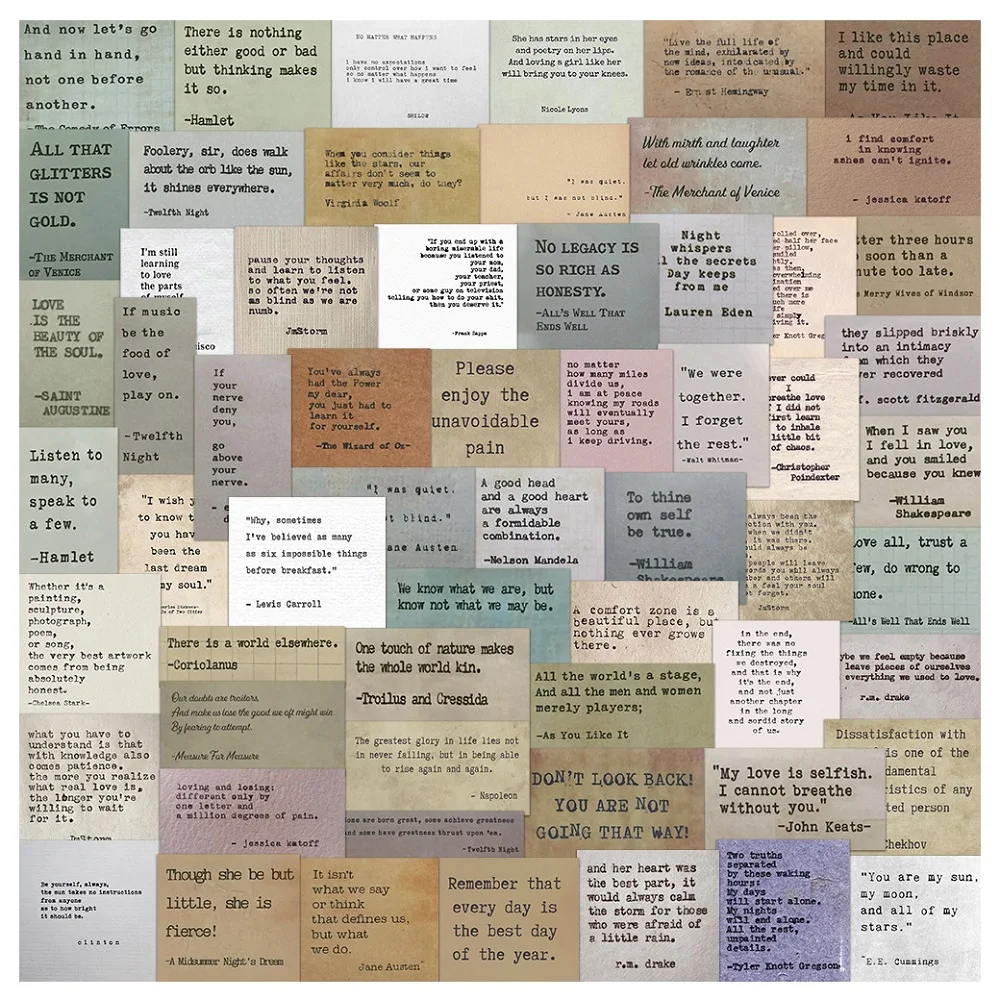 

10/30/60 PCS Vintage Inspirational Famous Quotes Sticker Decal Decoration for Laptop Notebook Guitar Water Cup Cartoon Stickers