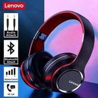 Lenovo-Auriculares inalámbricos por bluetooth, audífono estéreo hifi con cancelación de ruido para video juegos, por encima de la oreja plegables para ordenador, modelo HD200