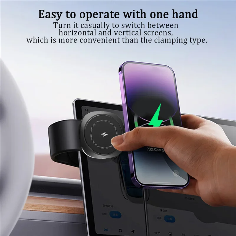 Magnetic Car Wireless Charger Fast Charging Car Phone Holder Center Control Screen Dashboard for iPhone 15 14 13 12 Pro Max Mini 2