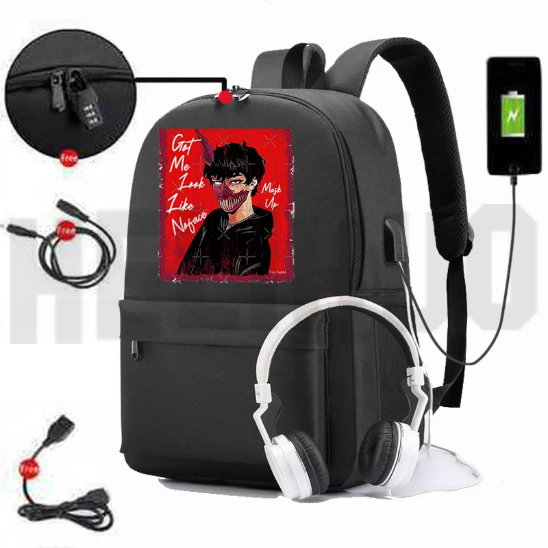 

Corpse Husband Anti-theft with Lock Backpack USB Charging Top Quality College Teenager Japanese Bag Preppy Fancy High School Bag