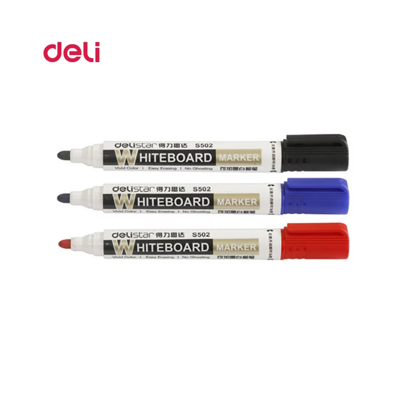 1 Pcs Deli Erasable Whiteboard Marker Pen 1 Ink Bottle Set Office Markers Dry Erase Blue Black Red marker pens