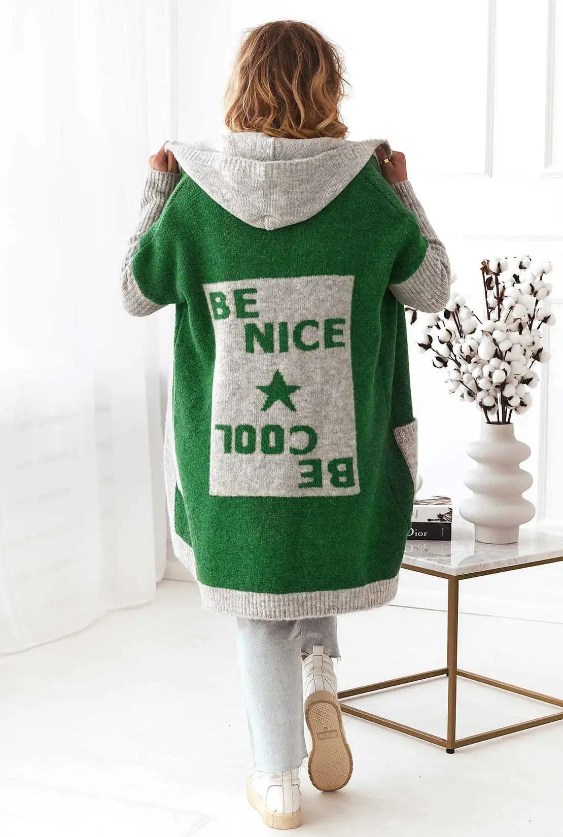 

Causal Green Long Hoodies Cardigan for Women Sweater Knitwears Red Outerwears Sweaters Coat Mujer Star Loose Pink Lazy Cardigans
