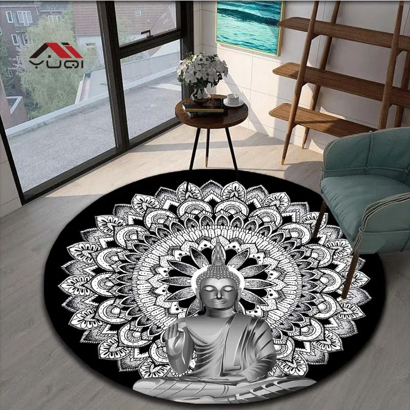 

Buddha Pattern Round Carpet for Living Room Rugs Carpet Soft Non-slip Floor Mat for Bedroom Carpet Tapis 5 Sizes