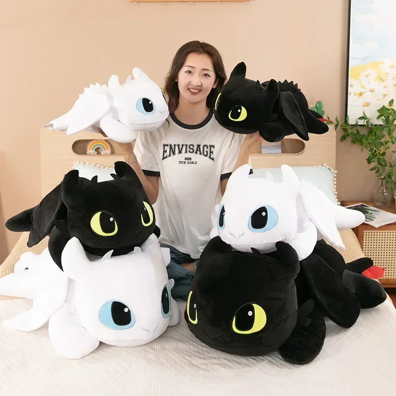 Cute Toothless Stuffed Cushion Light Fury Dragon Plush Back Cushion Cartoon Action Bionicle Night Furia Pillow Home Decoration 2