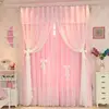 Simple Modern Solid Color Double-layer Curtain for Living Room Princess Style Semi Shade Curtain for Bedroom 1