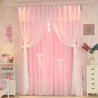 Simple Modern Solid Color Double-layer Curtain for Living Room Princess Style Semi Shade Curtain for Bedroom 1