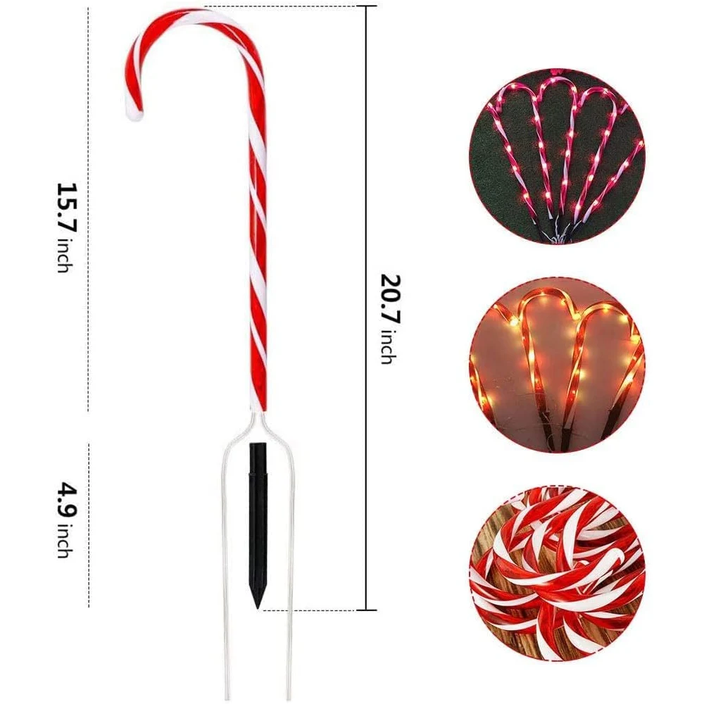 10 Pack Candy Christmas Tree Decoration lights Cane Light Outdoor Garden Wedding Party Decoration Holiday Walkway Patio Garden 2