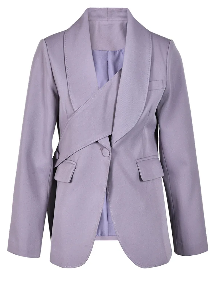BZVW [in Stock] Temperament Office Lady Designer Purple Blazer Coat Women's 2023 Spring Autumn Fashion New Suit Jacket Female