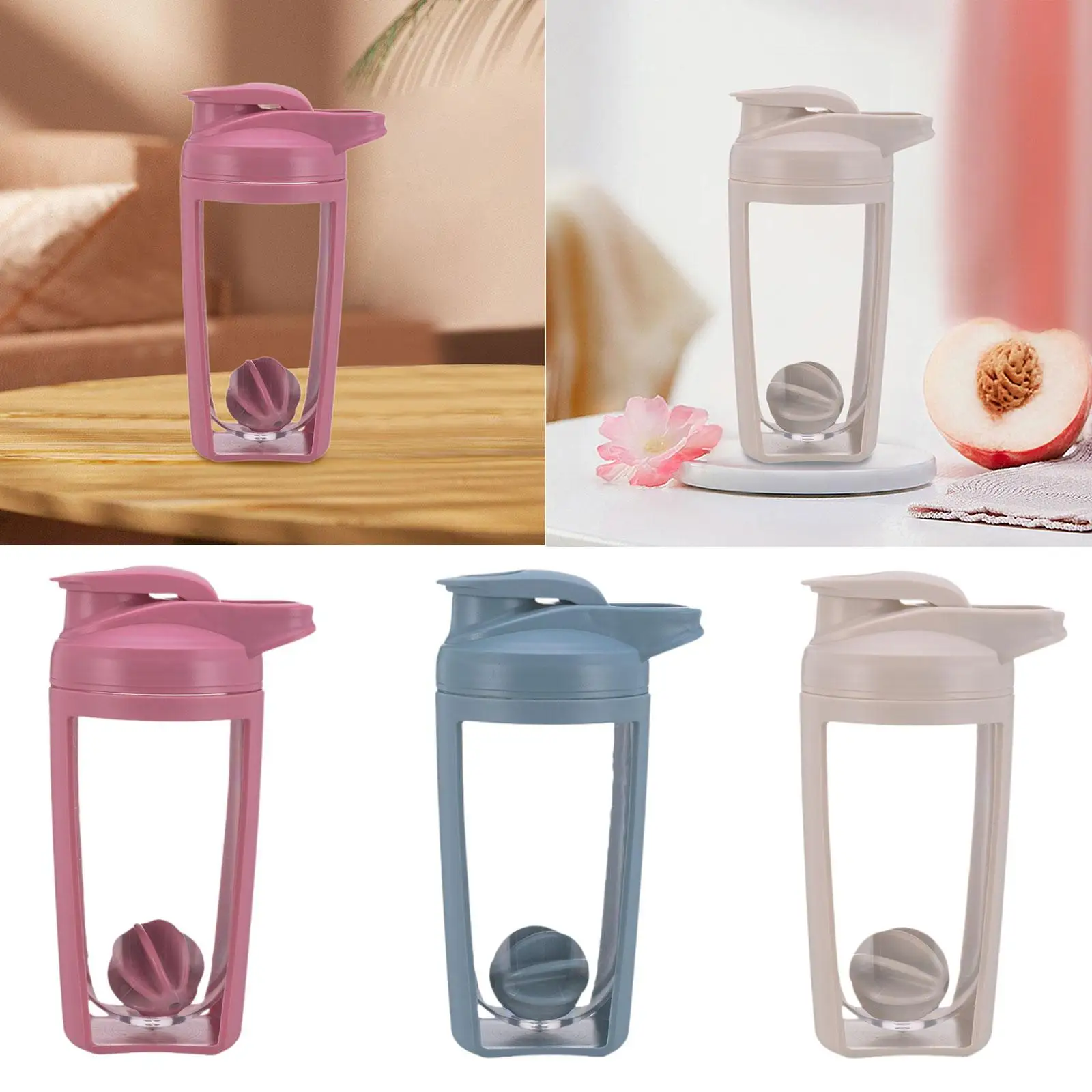 Protein Shaker Bottle Water Bottle Drink Easy to Clean with Mix Ball Shaker Cups for Milk Gym Women Men