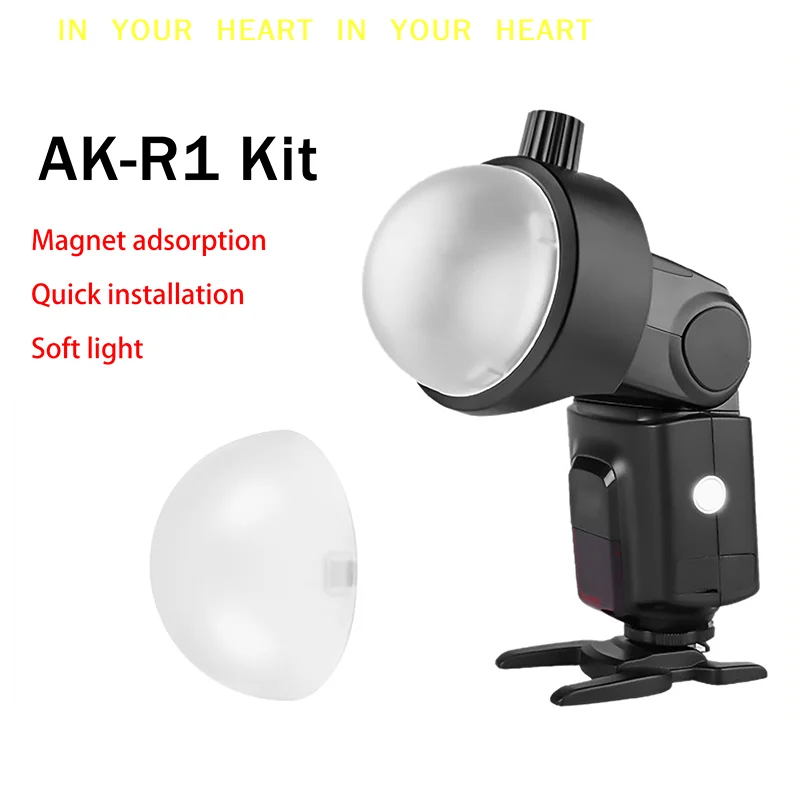 【X】1Pc AK-R11 V1 라운드 헤드 플래시용 자기 돔 디퓨저 교체품/AD200/AD200Pro/플래시 시리즈 V1/S-R2 예비 부품용