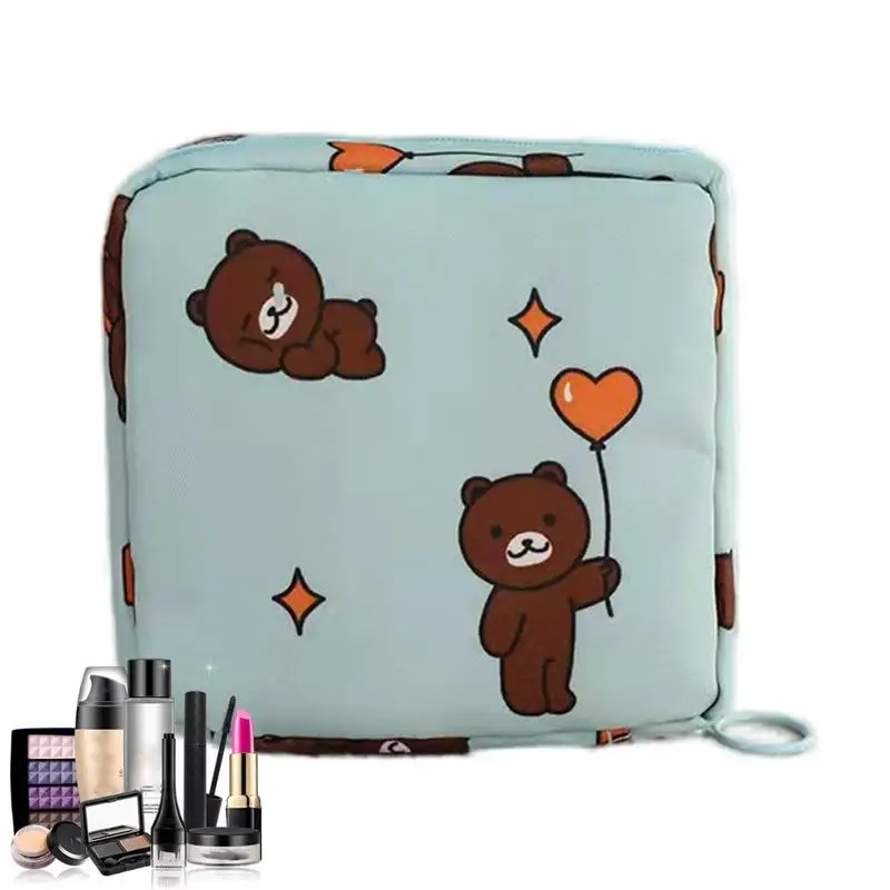 Cartoon Cute Sanitary Napkin Storage Bag Portable Large Capacity Menstrual Packet Cartoon Cute Waterproof Period Bag with Zipper