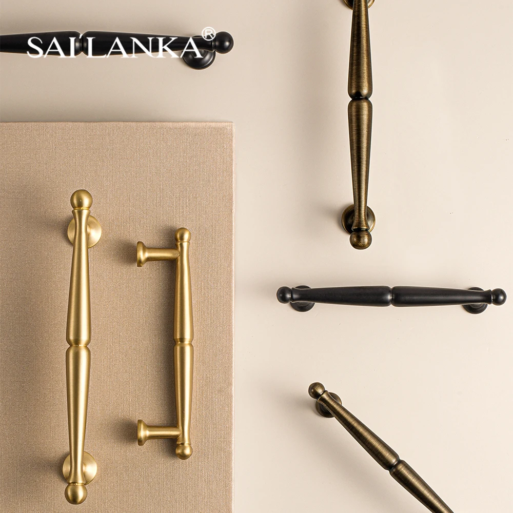 SAILANKA Brass Pulls Knobs Furniture Handles Modern Accessories, for Wardrobe Dresser Cupboard CabinetS Drawer Kitchen Bathroom