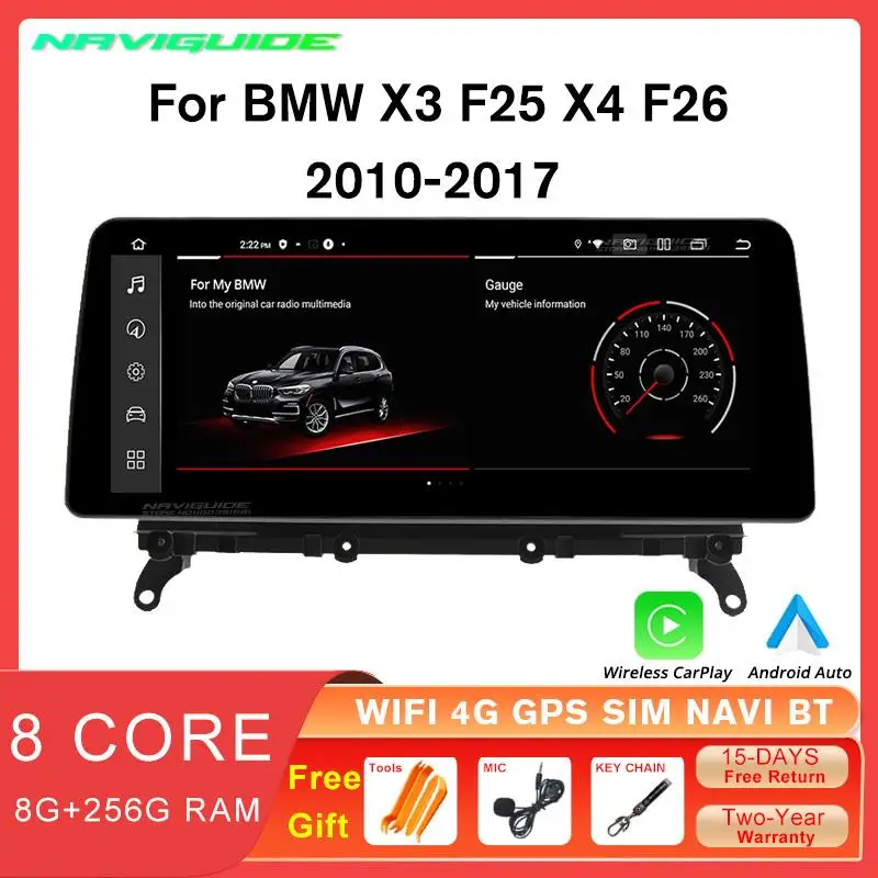 

NAVIGUIDE 12.3" 1920*720P Android 11 Car Multimedia Player For BMW X3 F25 X4 F26 CIC NBT Auto Radio GPS Navigation Carplay