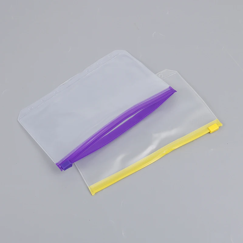 6 홀 바인더 포켓 4 개, 방수 PVC 봉투 지퍼 바인더 파우치, 여행자용 노트북 정리함