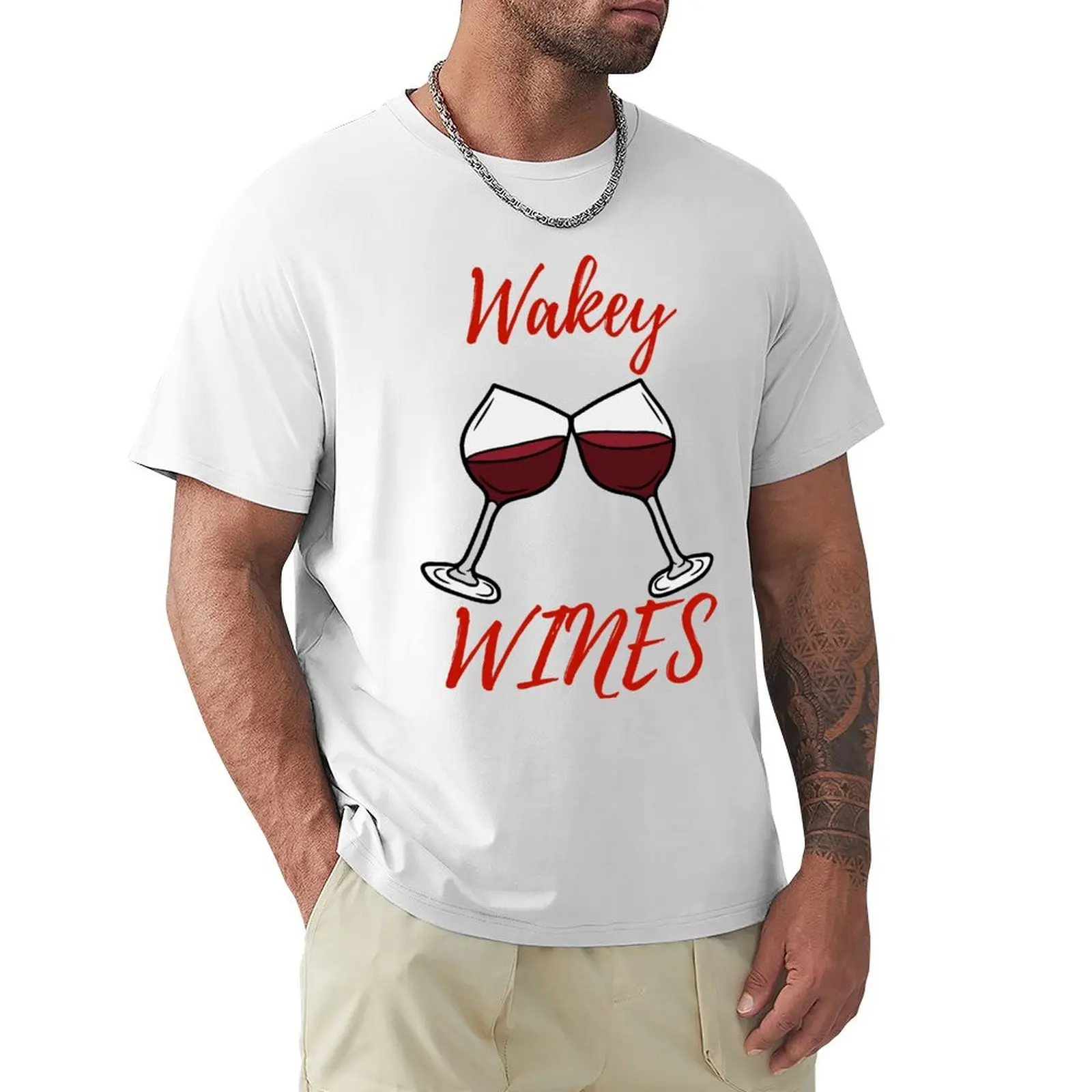 

wakey wines T-Shirt hippie clothes summer top oversizeds blacks mens workout shirts