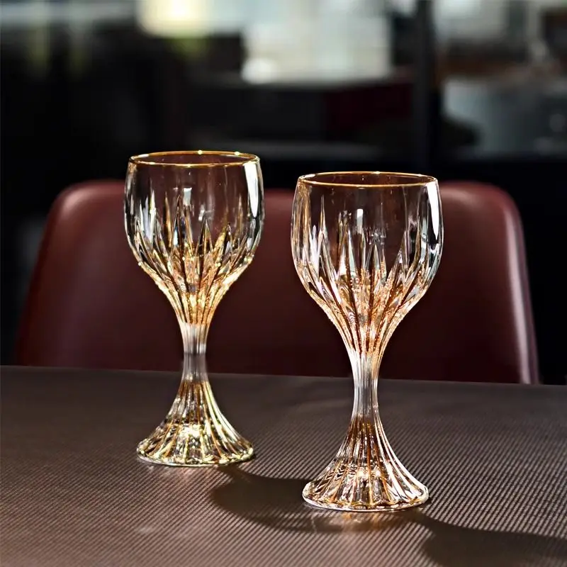 European Gold Unleaded Glass Wine Glass Household Thickened Hand-made Crystal Goblets Wine Glasses Glass Drinkware