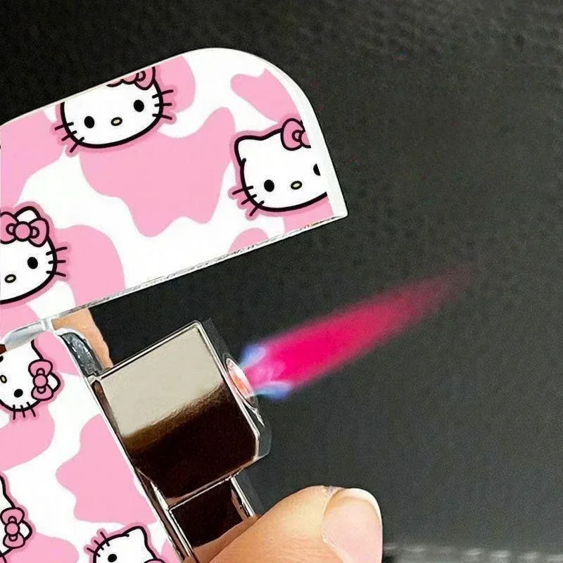 Kawaii Kitty Lighter Windproof Pink Flame Cigarette Lighter Refillable Butane Lighters Smoking Accessories Cute Girl butane gas lighter cigarette lighter