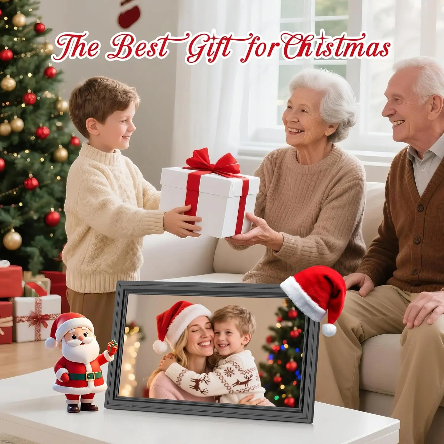 64GB 15.6" Large Digital Picture Frame, Uhale WiFi Electronic Photo Frames with 1920 x 1080 FHD IPS Touch Screen, Support Auto-R