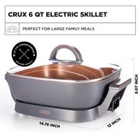 Electric Skillet with Glass Lid,Nonstick Scratch Resistant Ceramic Pan,Extra Deep with Removable Temperature Probe,12"x12",1400W 2