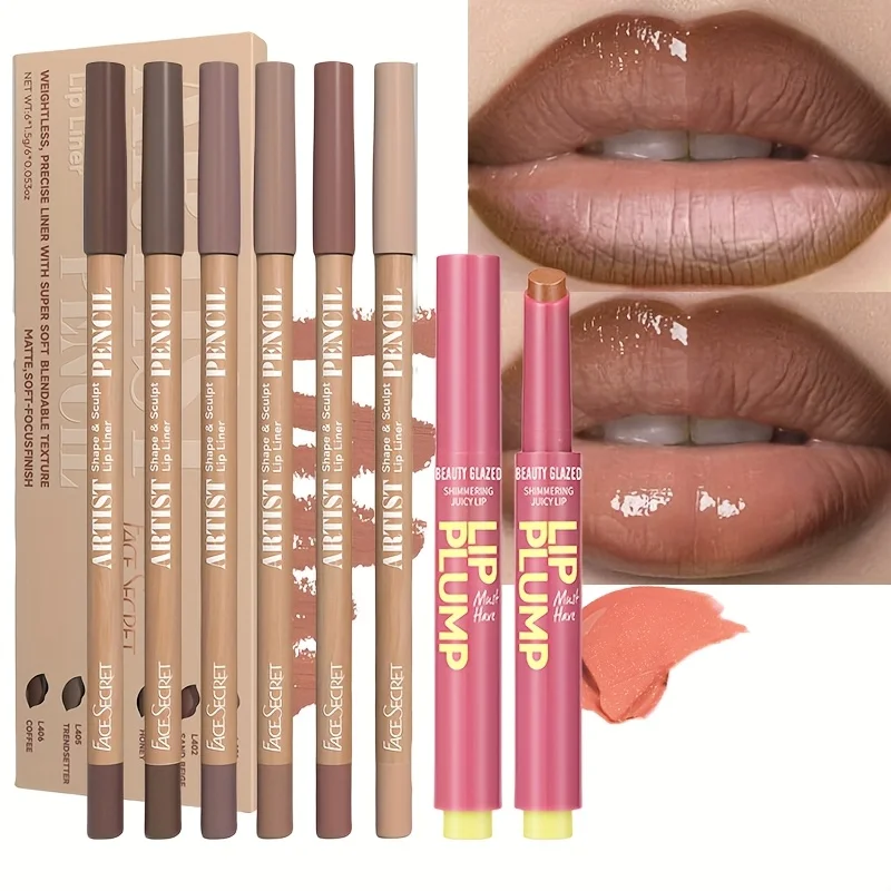 thumbnail image 1 of 7pcs Lip Makeup Matte Lip Liner Set + Lip Lipstick Matte Waterproof Long lasting Lipliner Pen Moisturizing Jelly Lipstick, 1 of 5