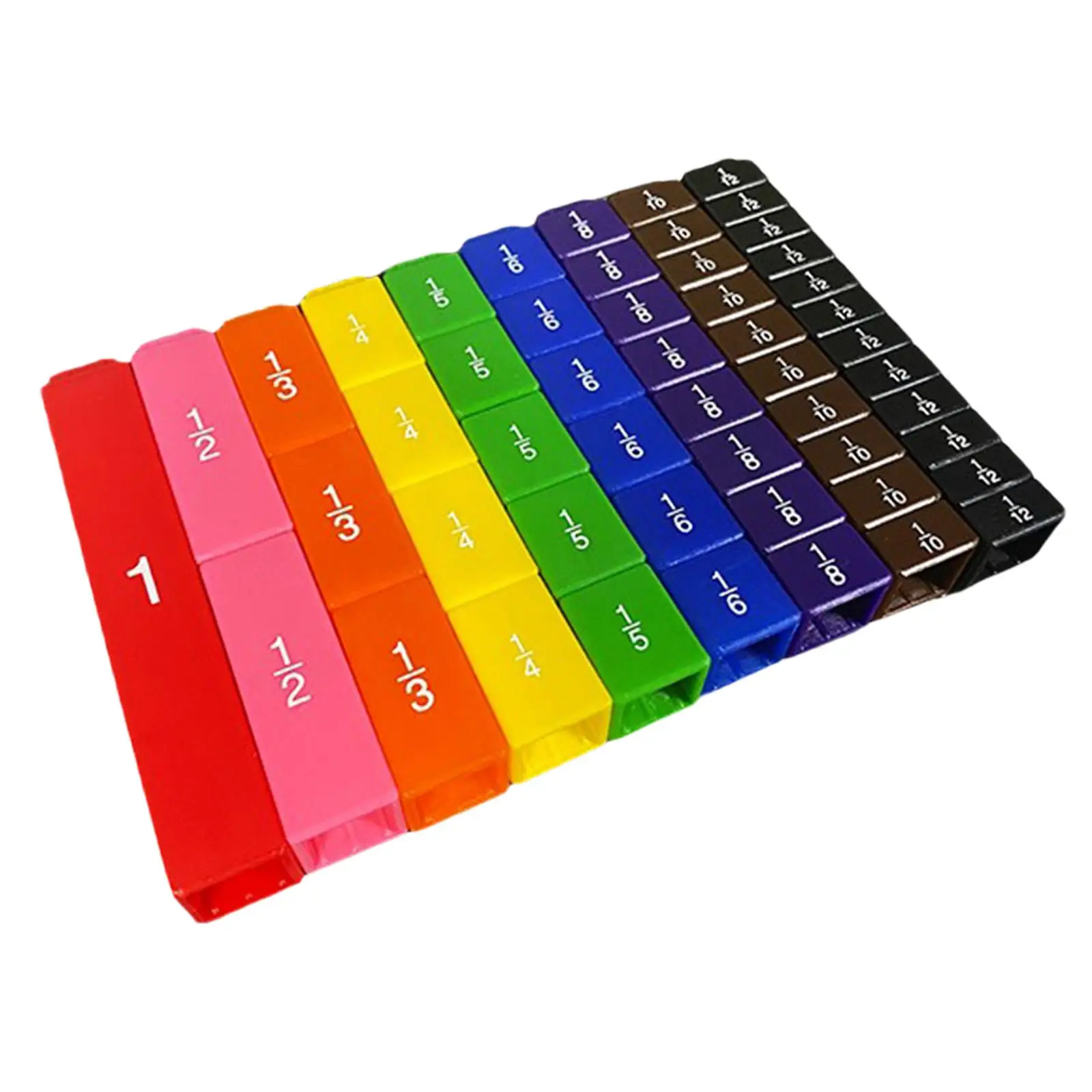 51pcs Rainbow Color Fraction Cubes Math Early Learning Number Teaching