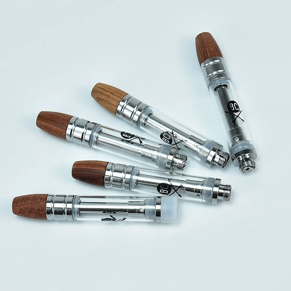 50pcs BC Wood Tip Thick Ceramic Coil Vaporizer Vape Cartridge Pens