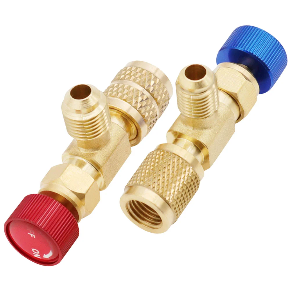 

2 Pcs Air Conditioning Safety Valve Refrigerant Charging The Switch Refrigerator Copper Ball Conditioner Aluminum Adapter