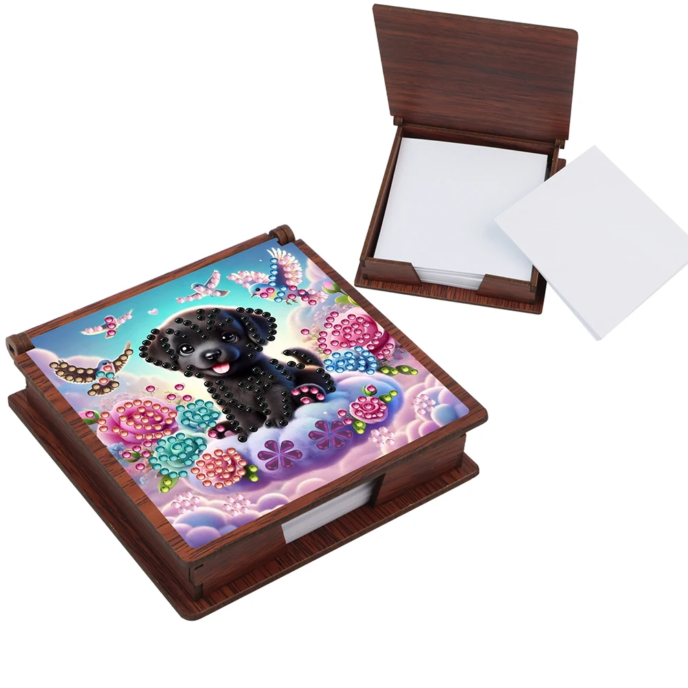 Wooden 5D Diamond Painting Kit Note Box DIY Diamond Art Note Box for Home Office School Supplies Holiday Gifts