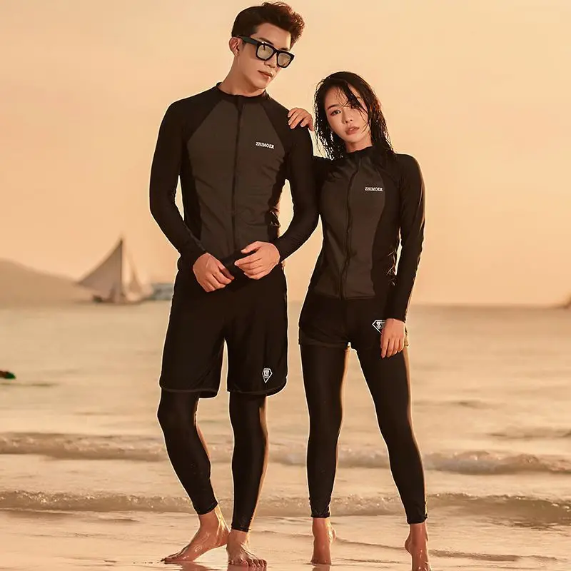 

Rash Guard Couples 2023 New Korean Long Sleeve Multi Pieces Swimsuit Swimwear Bathing Suits Surfing Long Pant Dropship