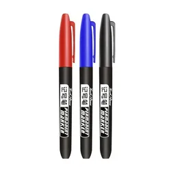 Vibrant Waterproof Permanent Marker Set - Black, Blue & Red for Art and School Supplies (3 Pcs Mix Color Set)