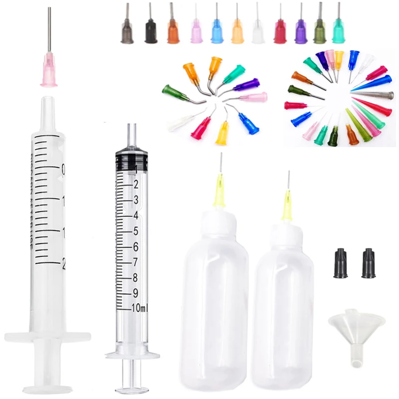 Syrup Dispenser 10 Types Dispensers Applicator Bottles/Syringes Set for DIY Quilling Acrylic Painting Oiler Bottle Craft Artwork Hobbies