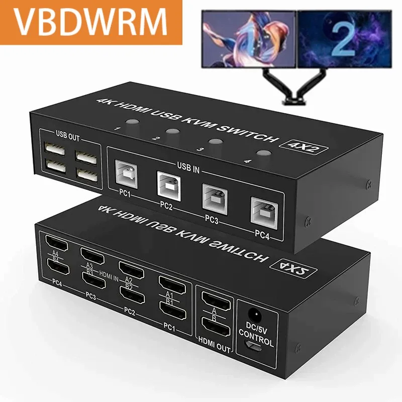 HDMIDPKVMSwitchDisplayportDPtoHDMIConverterDualMonitorVideo