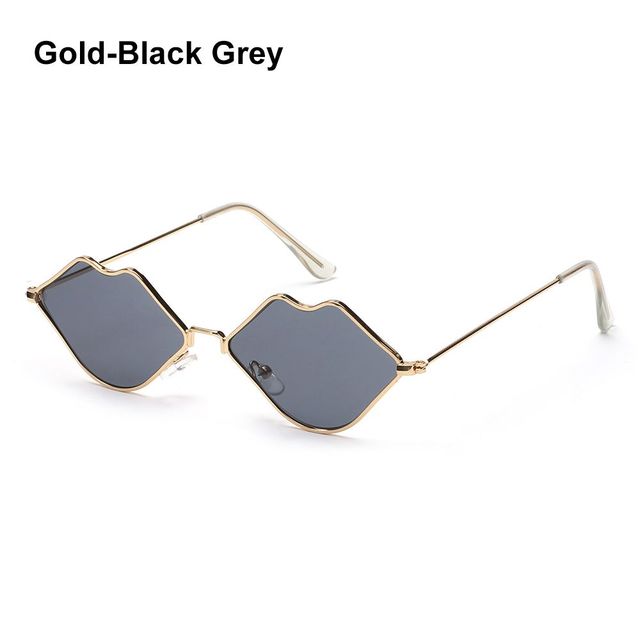 Sexy Hot Lips Shape Sunglasses Retro Small Frame Metal Sunglasses Fashion Ocean Lens Sunglasses for Men and Women