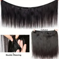 Tissage en lot brésilien 100% naturel lisse noir naturel, 8-30 pouces, 12A, Extensions de cheveux, lots de 1/3/4 pièces 3