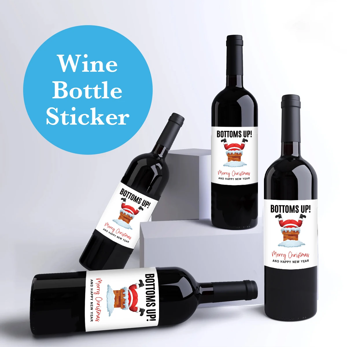 6PCS Christmas Wine Bottle Labels – Waterproof Self-Adhesive Vinyl Stickers with Funny ... - SKU CWBL2023 - UGI Packaging