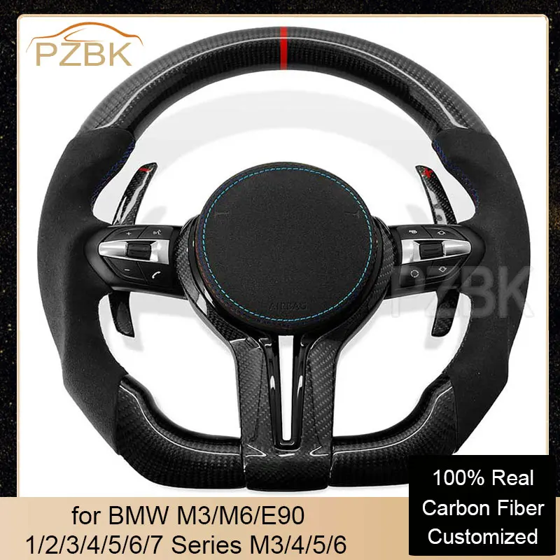 Volante In Fibra Di Carbonio Plus Paddle Turn Fur Leather Per Bmw F1 F2 F3 F6 F10 F90 F12 F18 F10 F11 F18 F6 F12 F13 F91 F92 F20