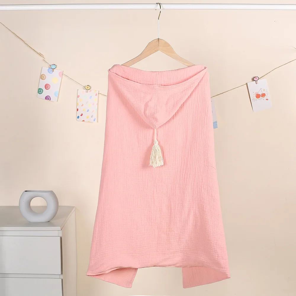 Asciugamano da bagno con cappuccio per bambini Coperta per la ricezione Mussola di cotone 4 strati di garza Swaddle Asciugamano avvolgente Mantello Accappatoio Mantello Poncho per bambini Chi - immagine 5