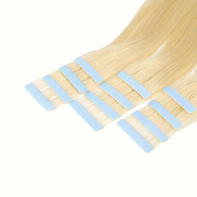 Tape In Hair Extensions Straight 100% Real Human Hair Seamless Skin Weft Tape Extensions Natural Black #613 #60 Blonde