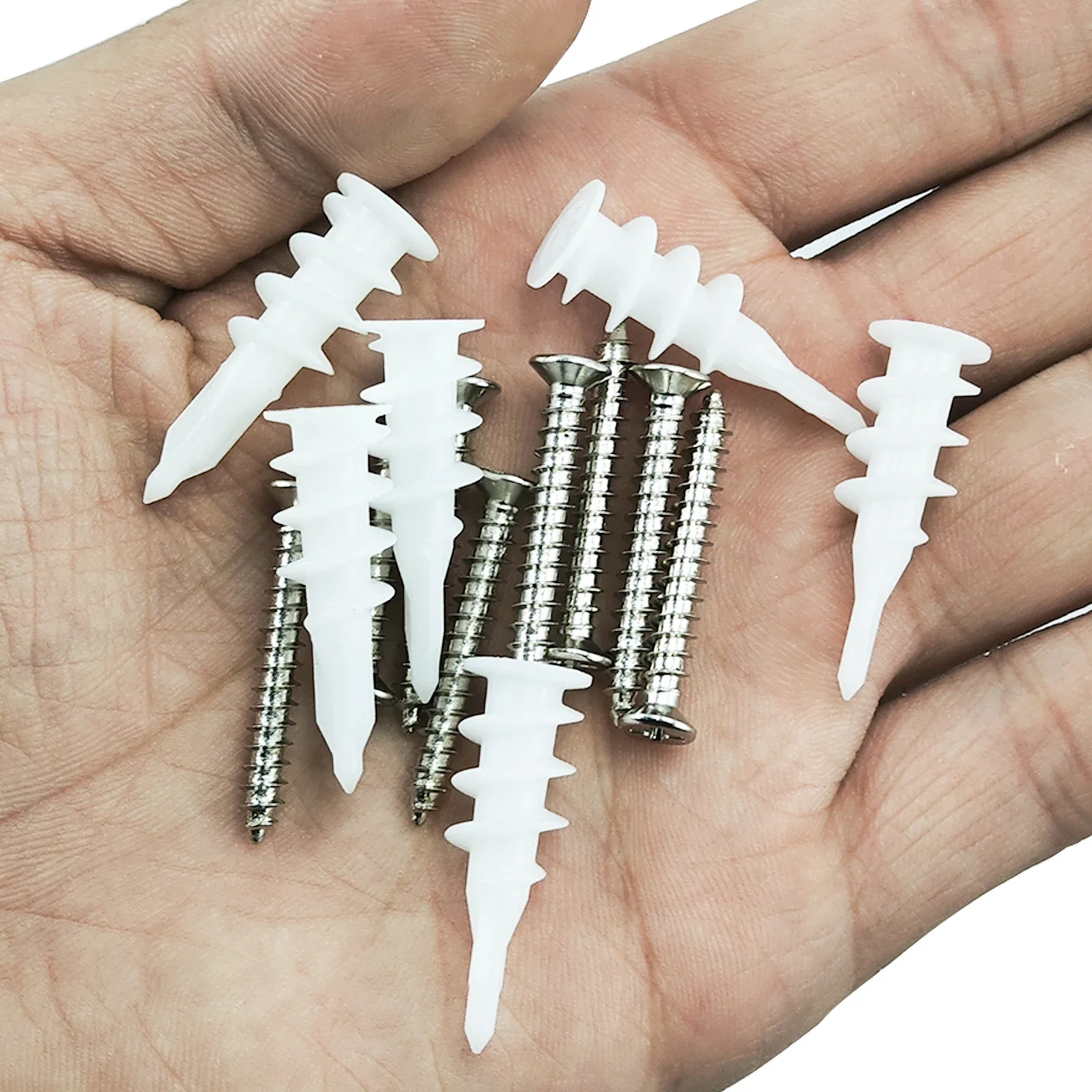 Description Picture 2 of item66 White Nylon Drywall Anchors And Screws, Threaded SLATE Anchors, Suitable For Suspension Installation