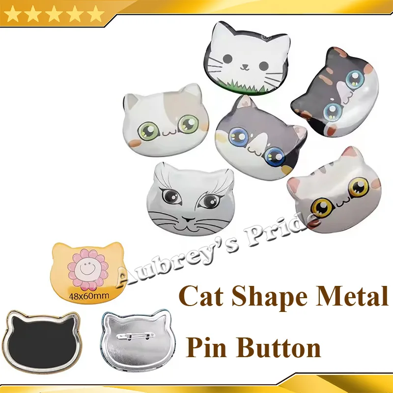 N3 Cat Shape 48x60mm Badge Button Maker Machine +100 Sets Metal Pinback Supplies + Mould + Stand Cutter
