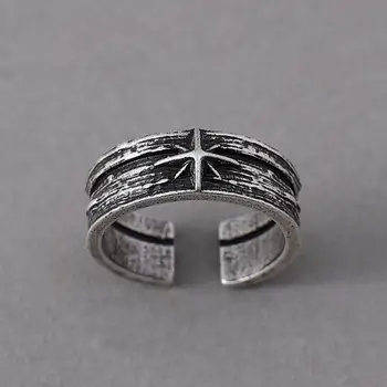 Anello retrò Stary Night Art per uomo Colore argento Punk gotico Anello aperto regolabile Rock Accessori per gioielli unisex fatti a mano Regalo 1
