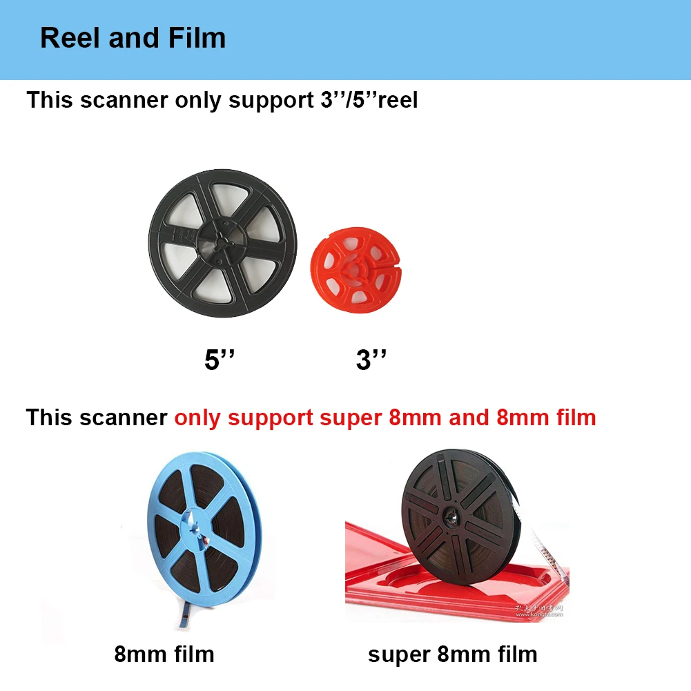 wireless scanner Winait Super 8/8mm Digital Roll Film Scanner, Converts Film into Digital Video Max Support 5'' Reel canon scanner