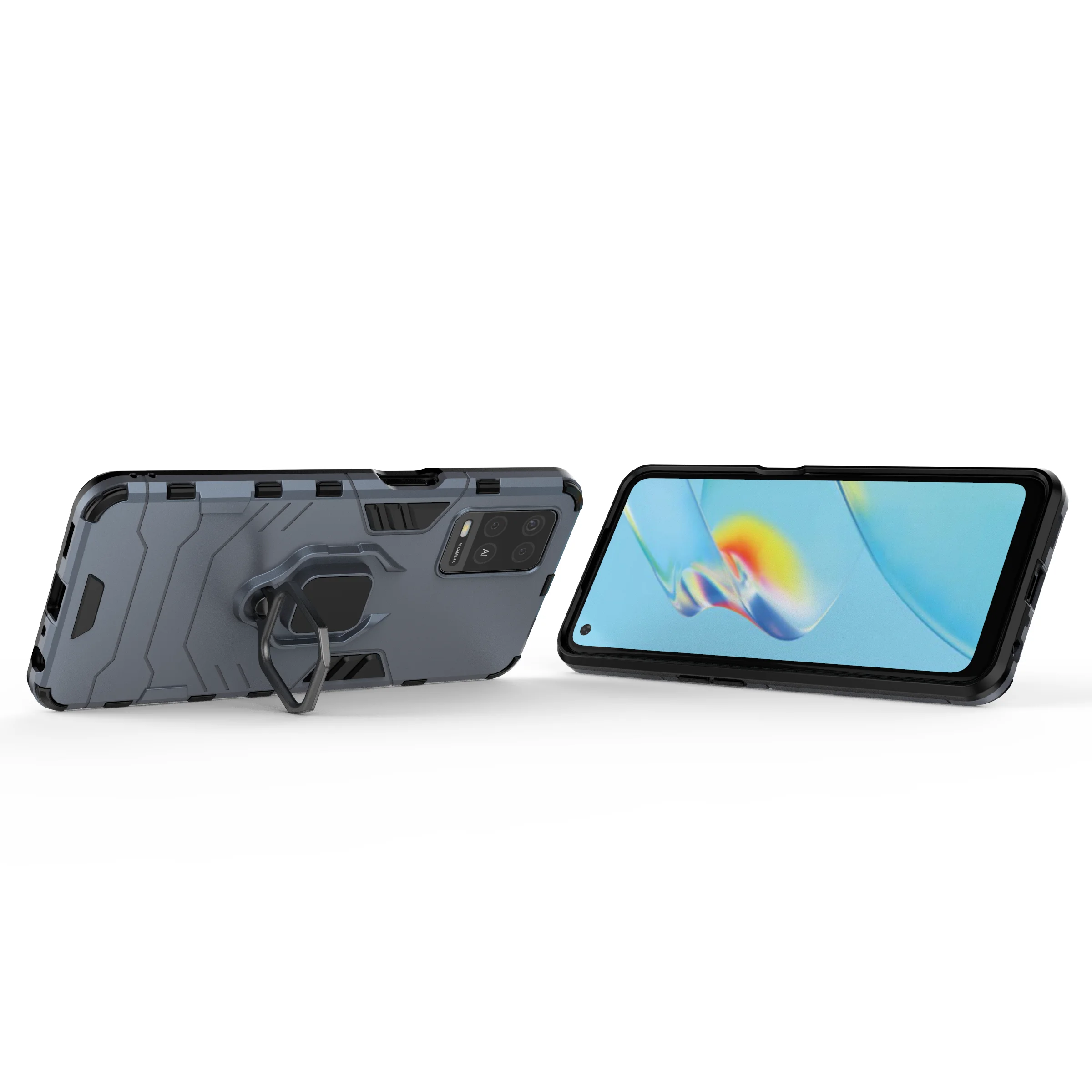 Shockproof Ring Stand Back Phone Cover with 360° Protection and Enhanced Grip