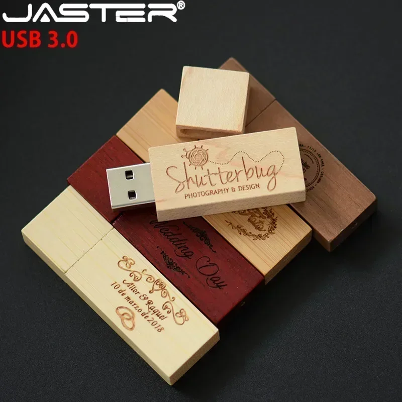 JASTER USB 3.0 Photography Free Custom Logo Wooden USB Gift Box usb flash drive flash drive 8GB 16GB 32GB 64GB Wedding Gifts