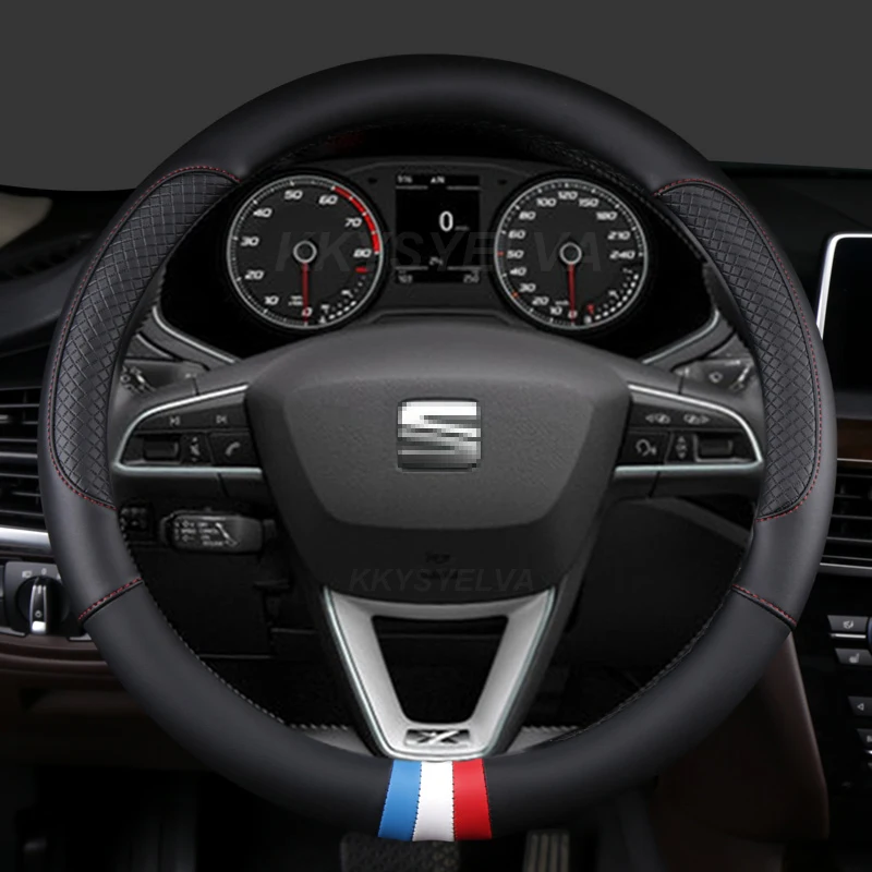 

Car Steering Wheel Covers Microfiber Leather 38cm For SEAT Ibiza Exeo Ateca Altea Turedo Tarraco Toledo Arona Leon Accessories
